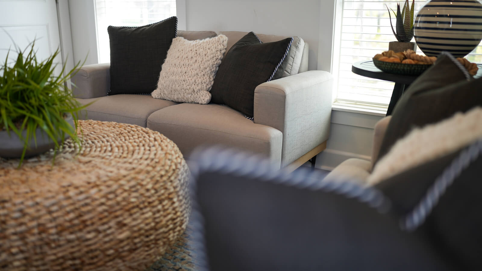 Cottages at Compass Point coastal living room design