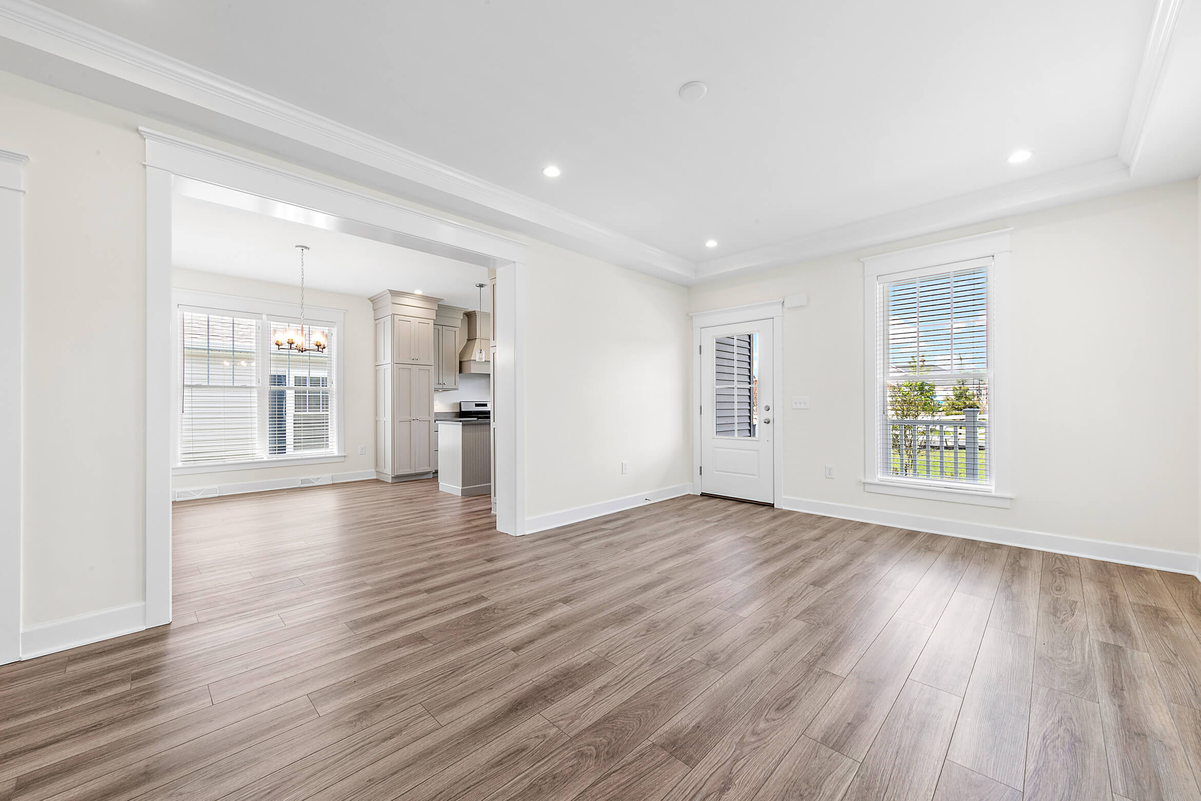 Dogwood Cottage living room with opening to the kitchen