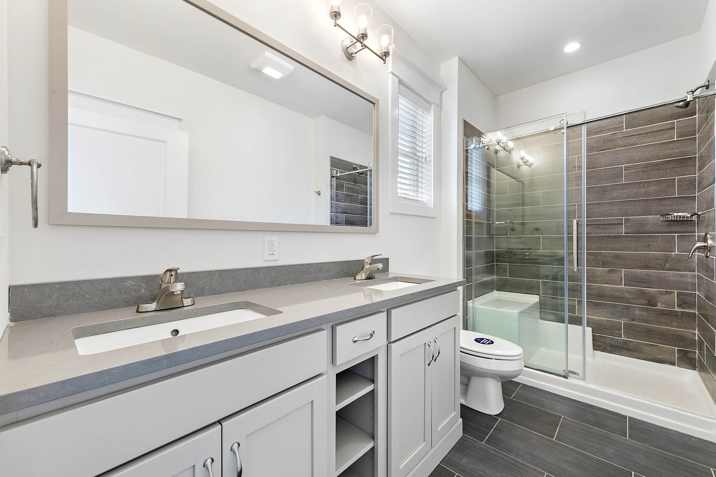 Grey bathroom with luxury finishes
