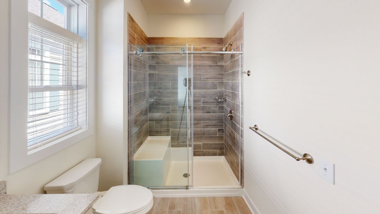 Wood tile in the shower