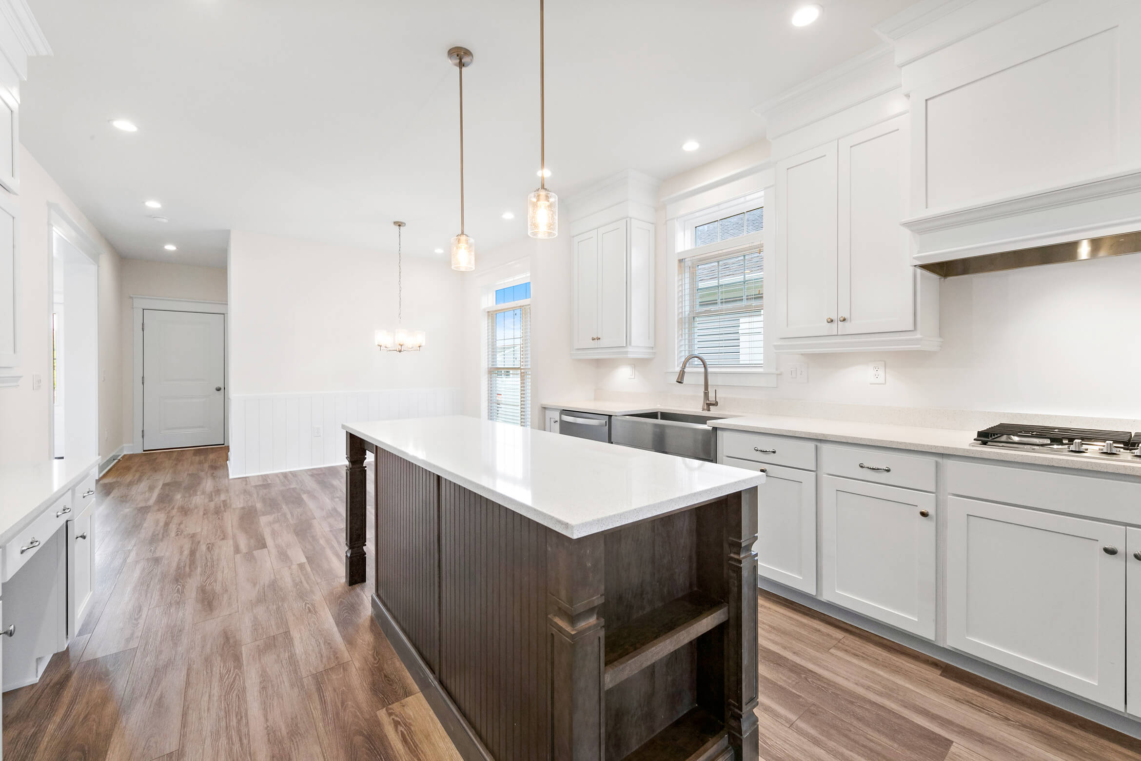 Wooden island in the kitchen
