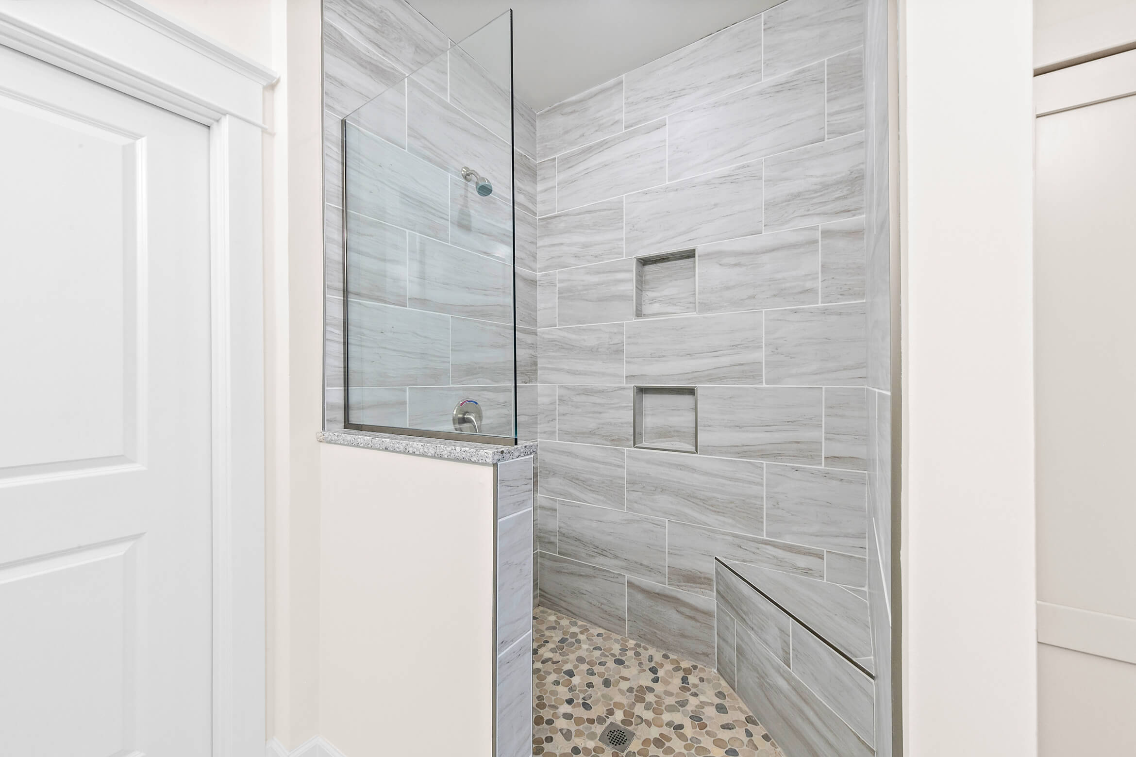 Walk-in shower at the Magnolia single-family home, 55+ community