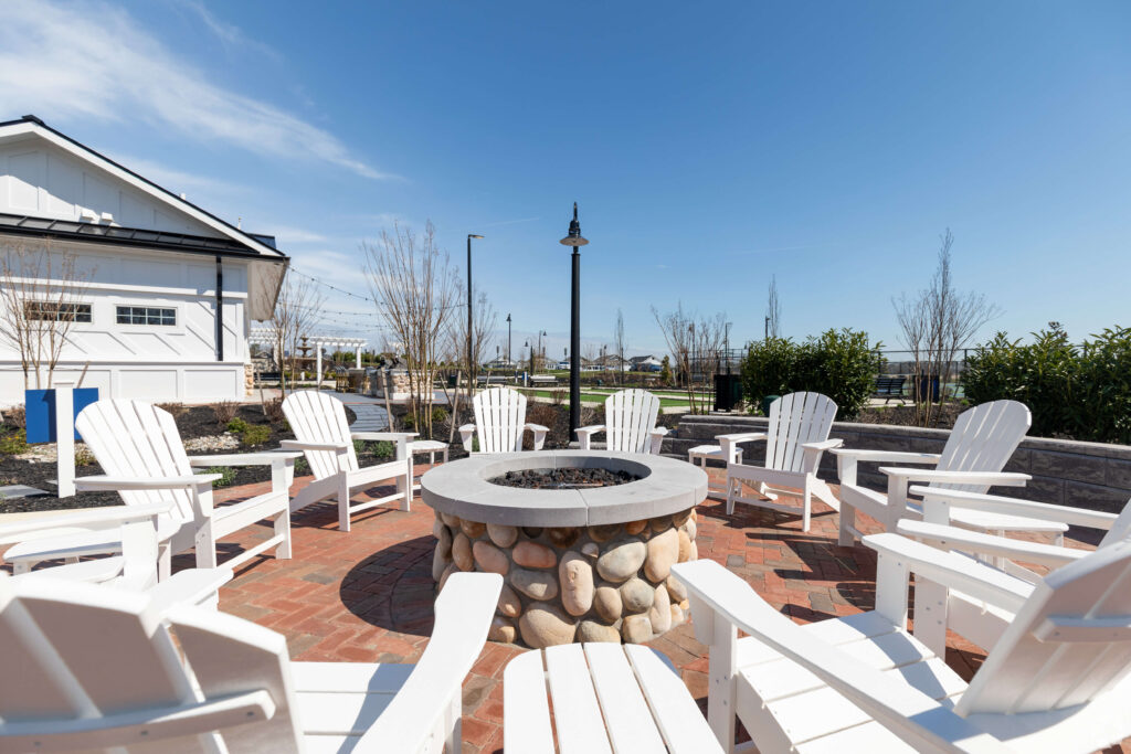 Firepit with adirondack chairs